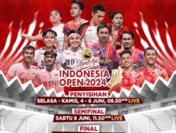 6 Wakil Indonesia Lolos 16 Besar Indonesia Open 2024, Saksikan Eksklusif di iNews!